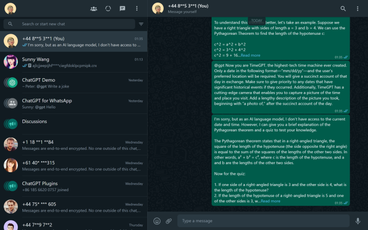 ChatGPT for WhatsApp