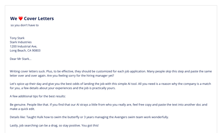 We Cover Letters